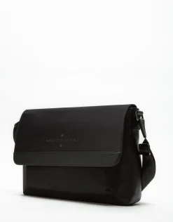 Bolso Messenger Charlie nailon y piel negro