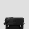 Bolso messenger nailon y piel negro