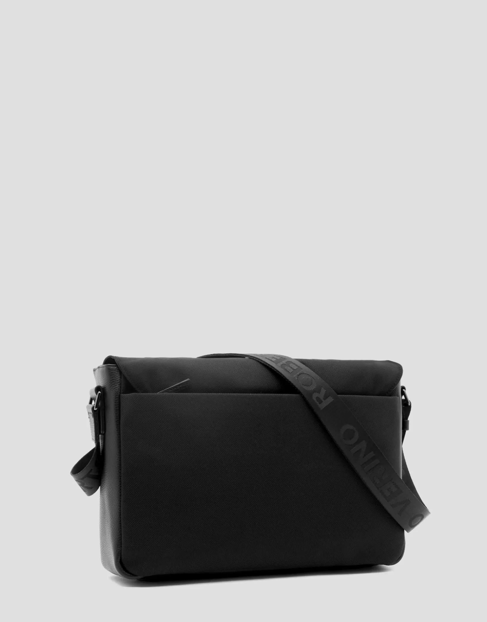 Bolso messenger nailon y piel negro