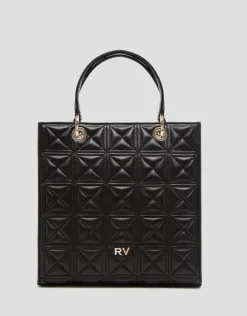 Bolso Satchel Maxi Linda piel acolchada negra