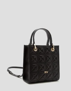 Bolso Satchel Mini Linda piel acolchada negra