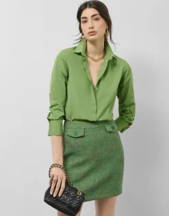 Camisa manga larga tafeta verde