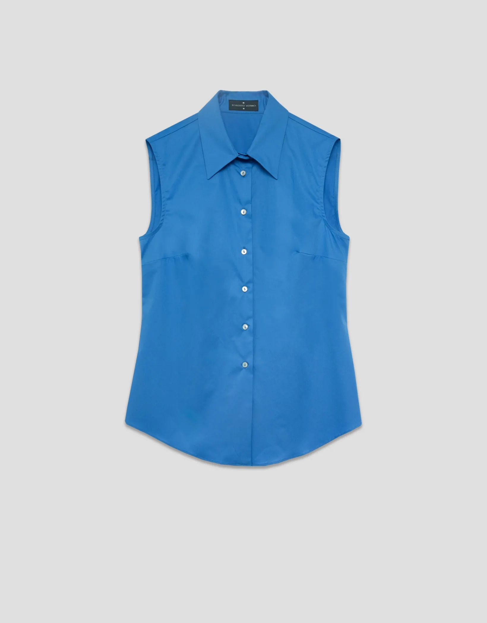 Camisa sin mangas algodón azul