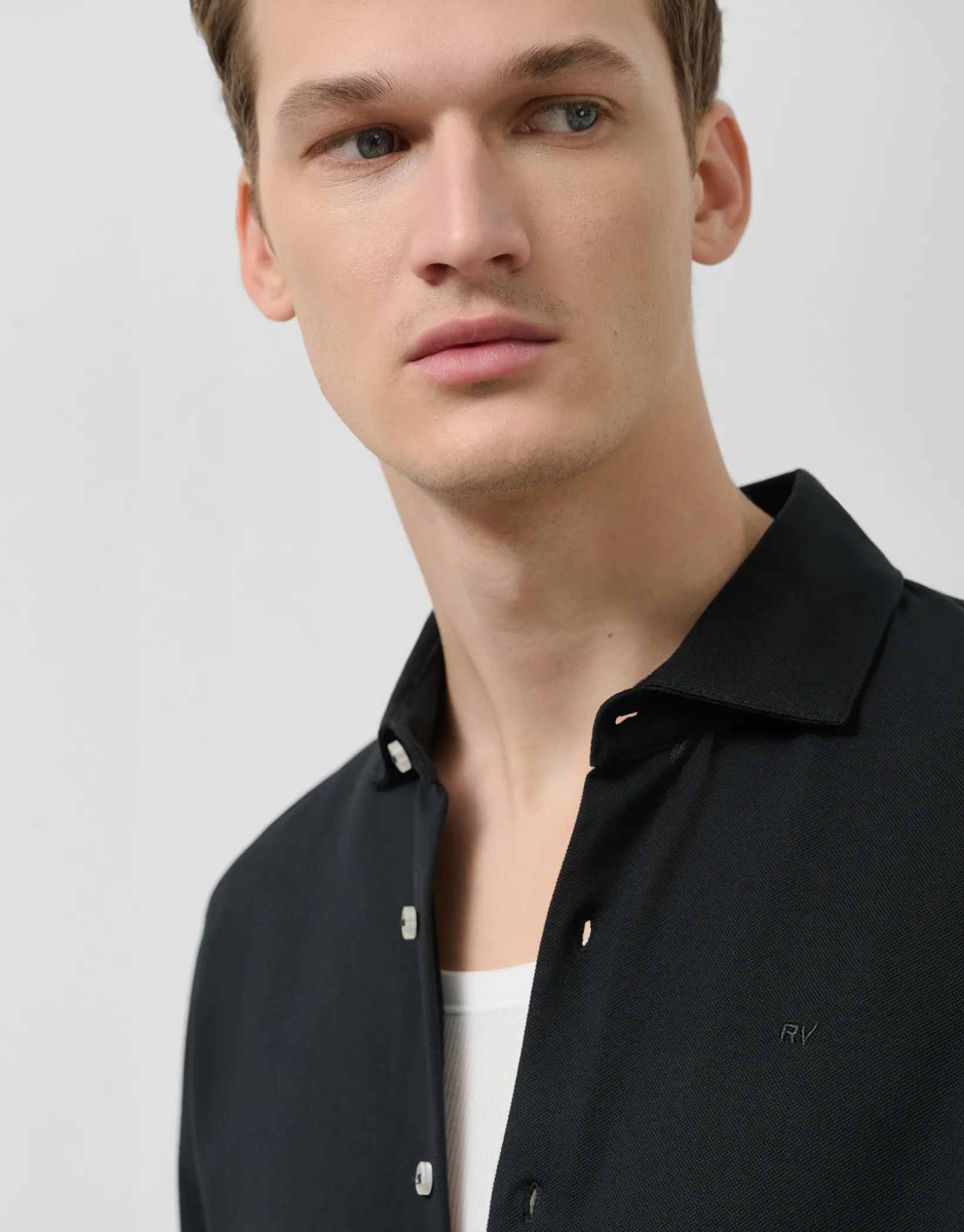 Camisa sport piqué negro