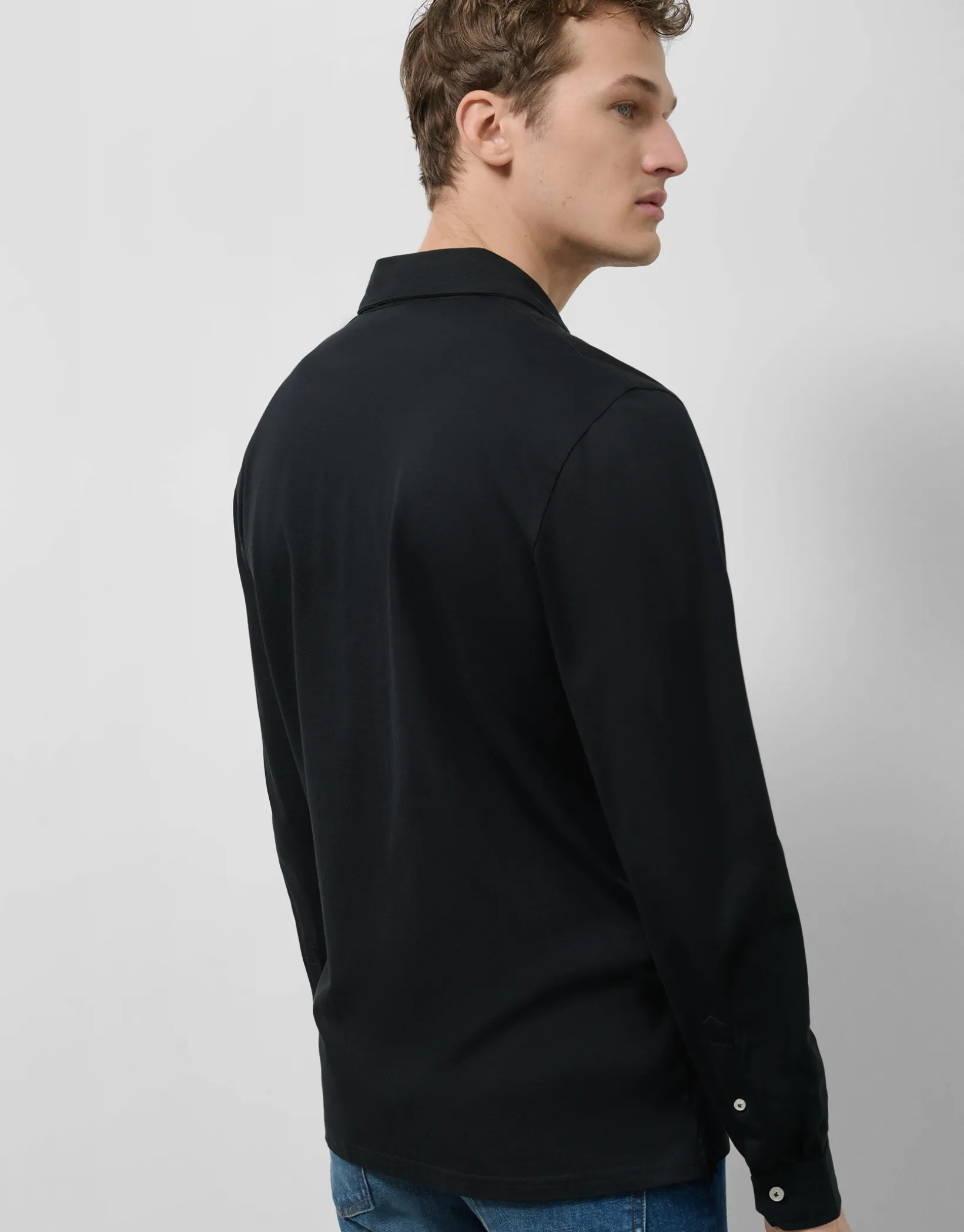 Camisa sport piqué negro