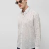 Camisa sport regular blanca estampado marino