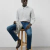 Camisa sport regular blanca estampado geométrico tonos azules