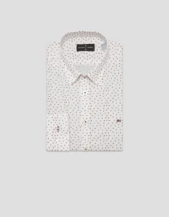 Camisa sport regular blanca estampado tostado