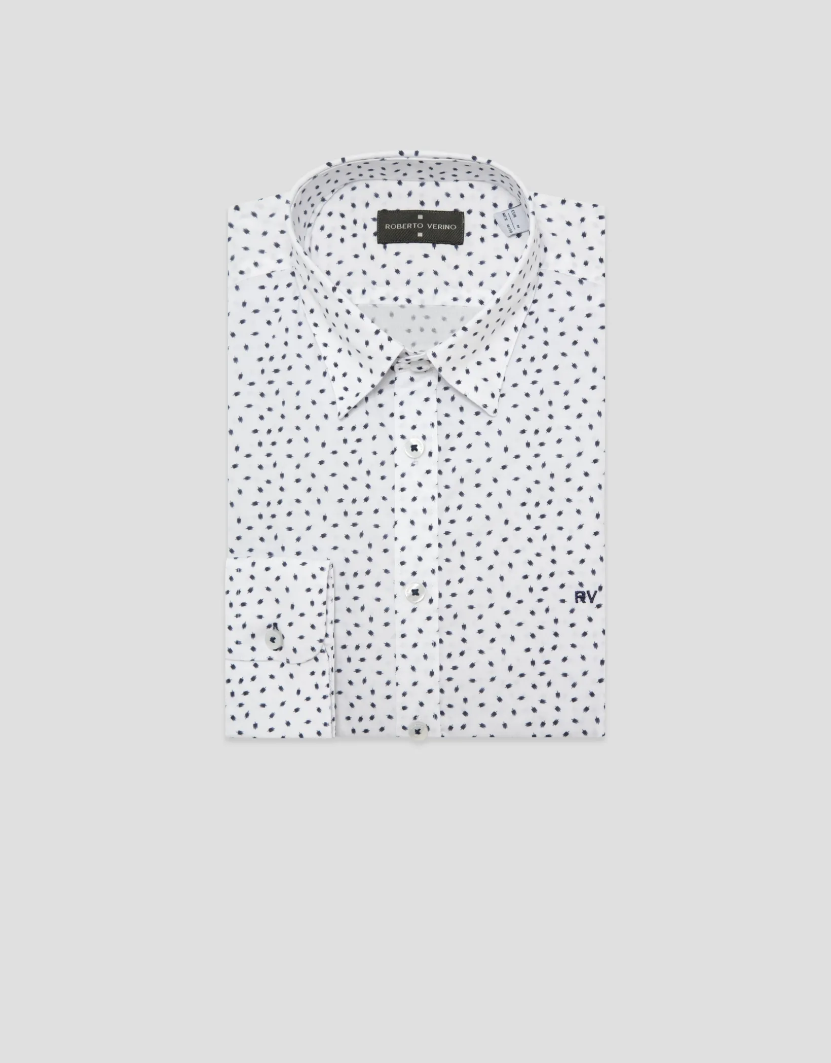 Camisa sport regular blanca estampado marino