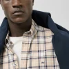 Camisa sport regular cuadros beige/marino/blanco