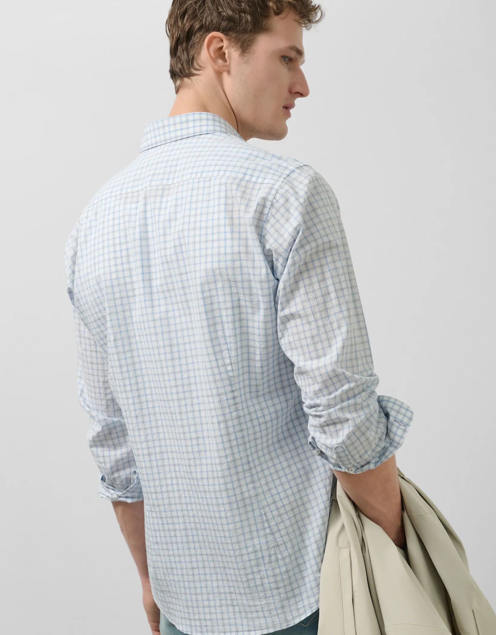 Camisa sport regular cuadros celeste
