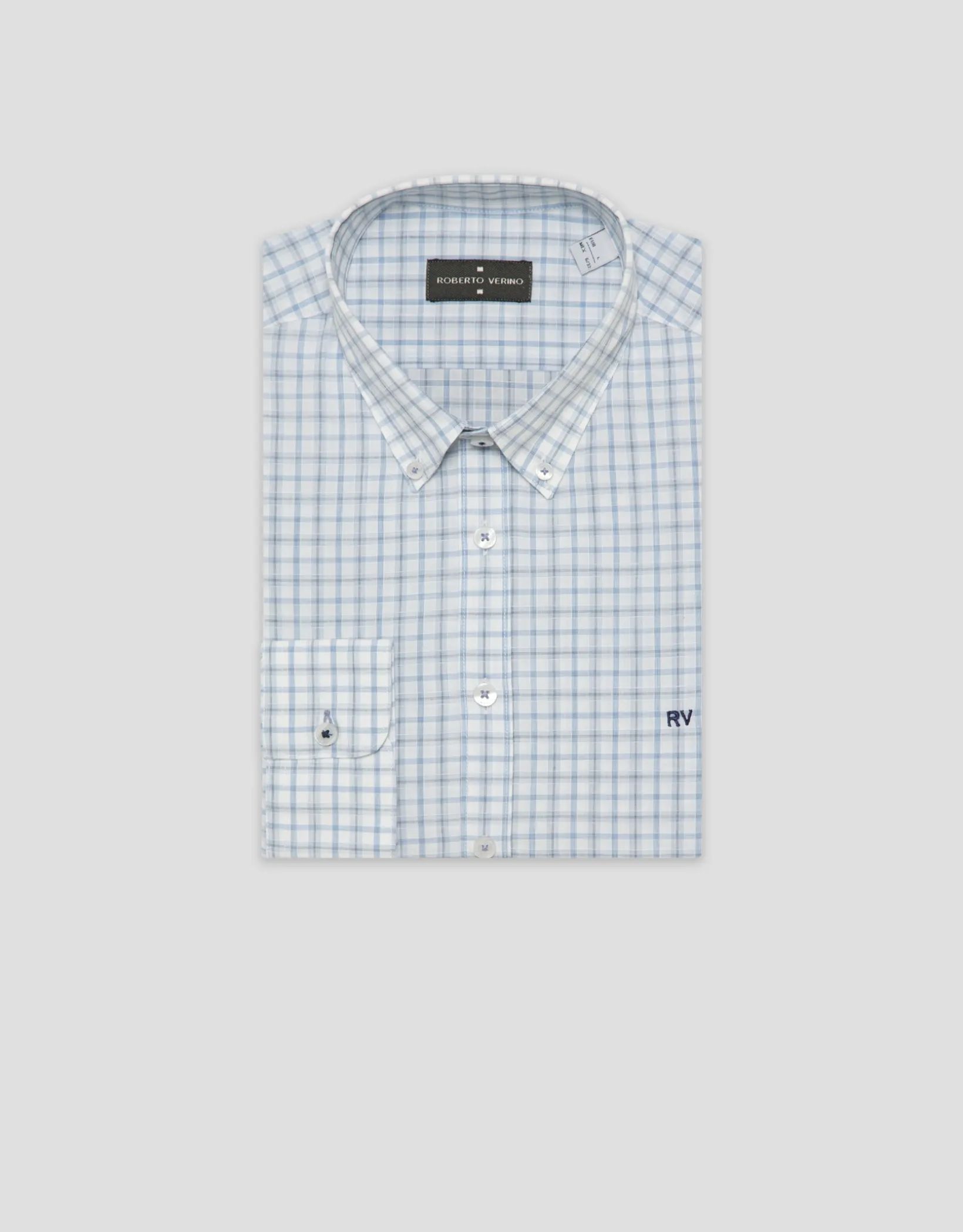 Camisa sport regular cuadros celeste