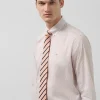 Camisa sport regular estampado geométrico gris/rosa