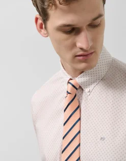 Camisa sport regular estampado geométrico gris/rosa