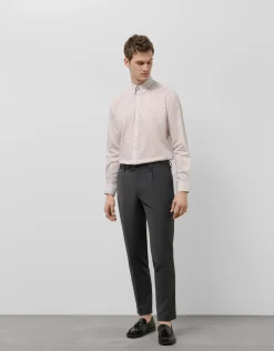 Camisa sport regular estampado geométrico gris/rosa