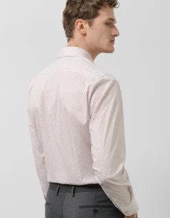 Camisa sport regular estampado geométrico gris/rosa