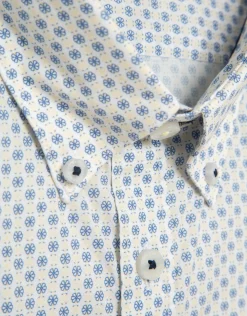 Camisa sport regular estampado geométrico amarillo/azul