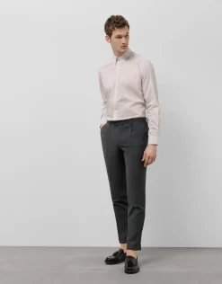 Camisa sport regular estampado geométrico gris/rosa