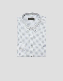 Camisa sport regular estampado geométrico amarillo/azul