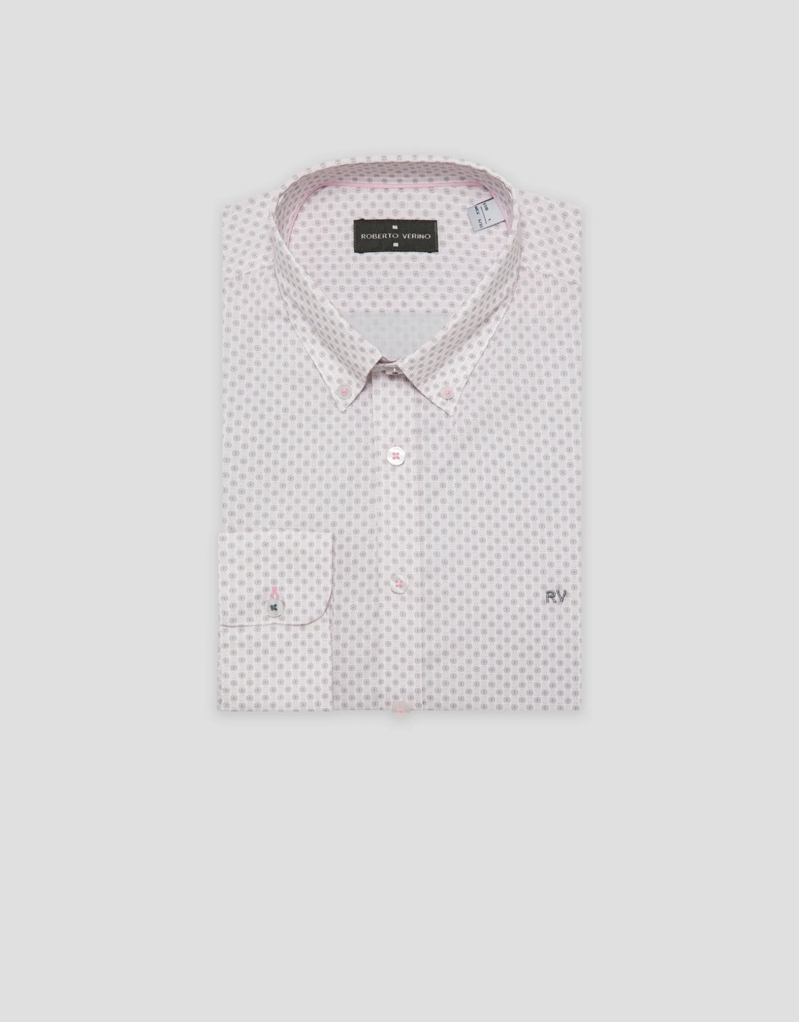 Camisa sport regular estampado geométrico gris/rosa