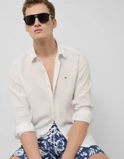 Camisa sport regular lino blanco