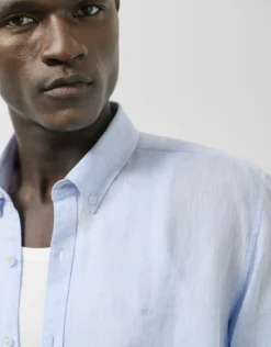 Camisa sport regular lino celeste