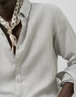 Camisa sport regular lino gris melange