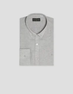 Camisa sport regular lino gris melange
