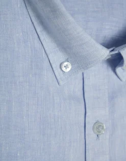 Camisa sport regular lino celeste
