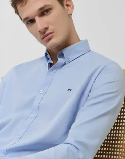 Camisa sport regular oxford celeste