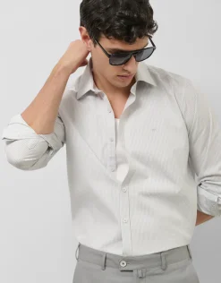Camisa sport regular raya candela gris/blanco