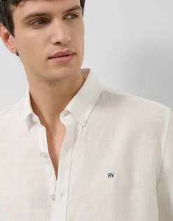 Camisa sport slim lino blanco