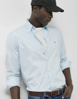 Camisa sport slim rayas y estampado marino