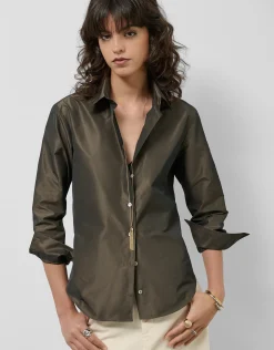 Camisa tafeta marrón