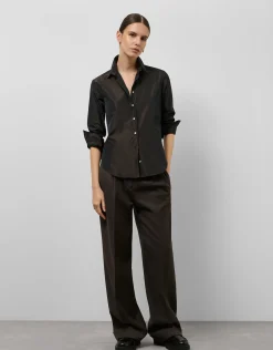 Camisa tafeta marrón oscuro