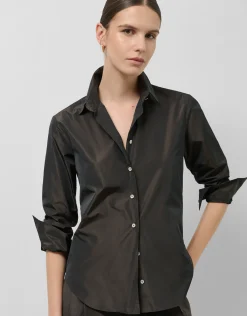 Camisa tafeta marrón oscuro