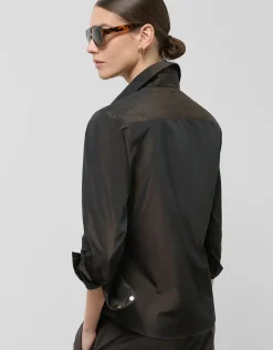 Camisa tafeta marrón oscuro