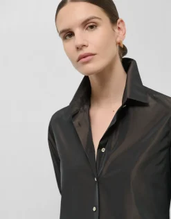 Camisa tafeta marrón oscuro
