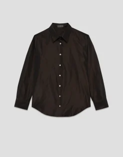 Camisa tafeta marrón oscuro