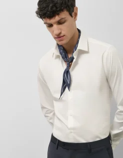 Camisa vestir algodón estructura diamante blanca