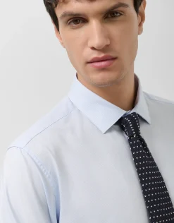 Camisa vestir algodón pata gallo celeste/blanco