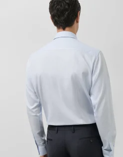 Camisa vestir algodón pata gallo celeste/blanco