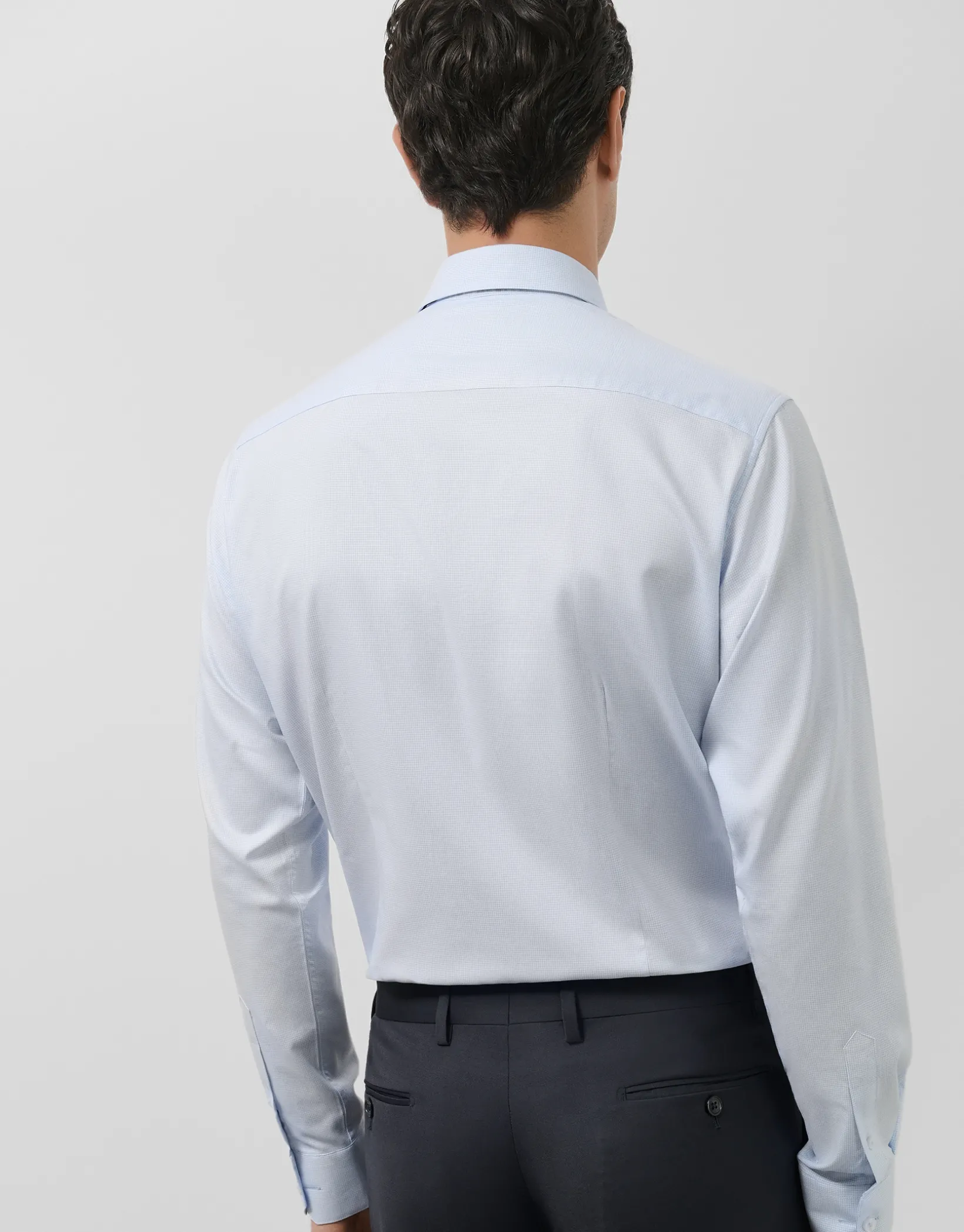 Camisa vestir algodón pata gallo celeste/blanco