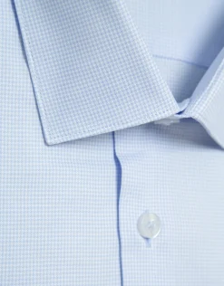 Camisa vestir algodón pata gallo celeste/blanco