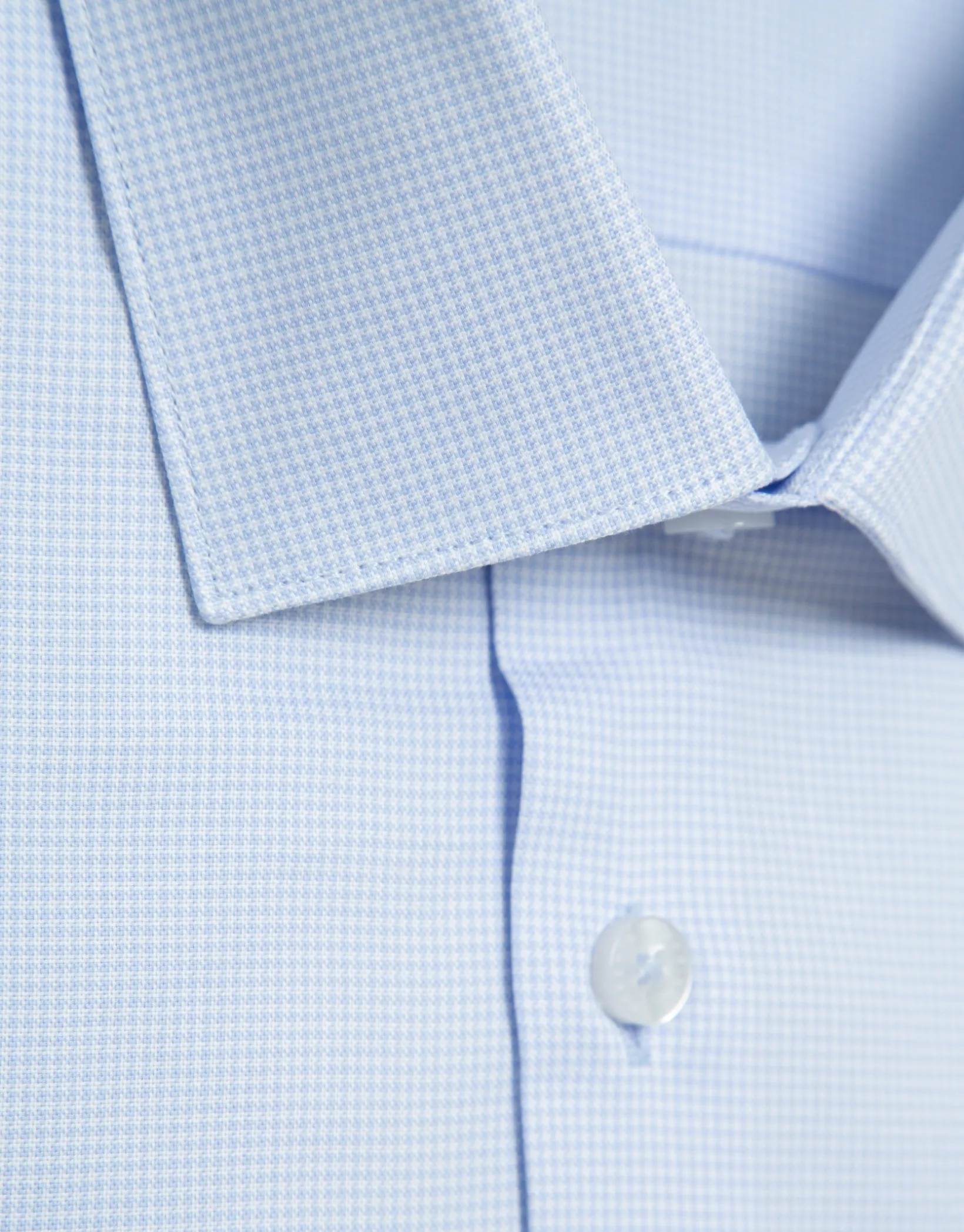 Camisa vestir algodón pata gallo celeste/blanco