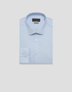 Camisa vestir algodón pata gallo celeste/blanco