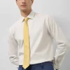 Camisa vestir regular microestructura flor blanca