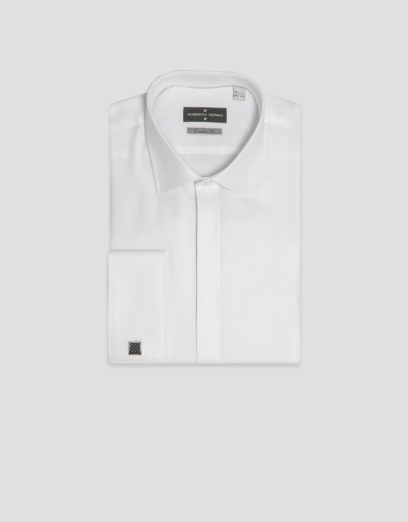 Camisa vestir regular microestructura flor blanca