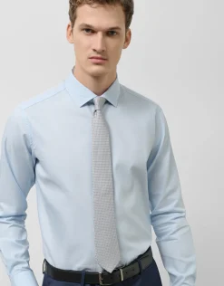 Camisa vestir slim fit microdibujo celeste