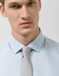 Camisa vestir slim fit microdibujo celeste